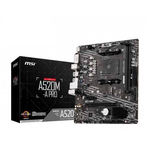 MSI | A520M-A PRO | Processor family AMD | Processor socket AM4 | DDR4 | Memory slots 2 | Chipset AMD A | Micro ATX