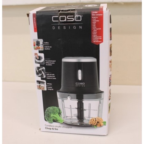 SALE OUT. Caso 01747 Chop & Go, Multi chopper, 200 W, 4 stainless steel blades, Emulsifying disc, Glass container 1 L, Black | Caso | Multi Chopper | Chop & Go | Black | 200 W | SCRATCHES ON SIDES AND TOP