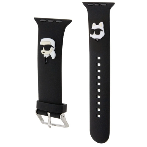 Karl Lagerfeld KLAWLSLKCNK Apple Watch Strap 42/44/45/49mm black/black strap 3D Rubber Karl&Choupette Heads