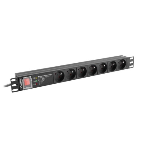 LANBERG POWER STRIP PDU RACK 19" (1U, 16A, 7X 230V PL, 2m)