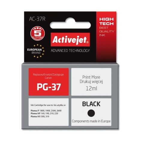 Activejet AC-37R Ink cartridge (replacement for Canon PG-37; Premium; 12 ml; black)