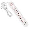 Maclean power strip, 5 socket extension + 3xUSB, 110-240V AC 50/60Hz, 2.1A max 2500W, 1.5m, white, MCE395 W