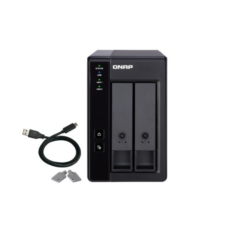 QNAP 2 Bay USB Type-C Direct Attached Storage with Hardware RAID | TR-002 | Micro | 6 GB | Black