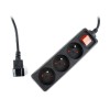 EnerGenie EG-PSU3F-01 UPS power strip, 3 FR sockets, 10 A, C14 plug, 0.6 m cable, black | EnerGenie