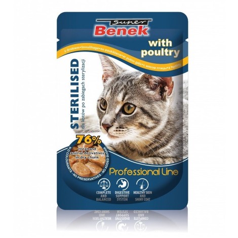 SUPER BENEK Sterilised with poultry - wet cat food - 100g