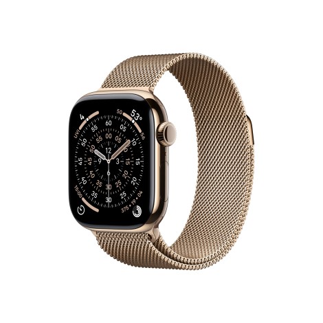 Apple Watch Series 11 GPS + Cellular 42mm Gold Titanium Case with Gold Milanese Loop