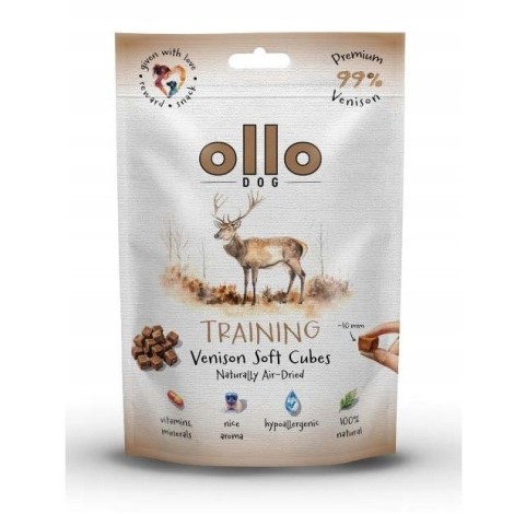 OLLO Air Dried Training Venison Cubes - dog treat - 80g
