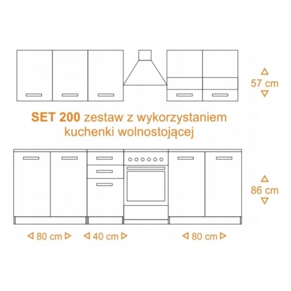 Topeshop KUCHNIA SET 200 BIEL kitchen/dining ...