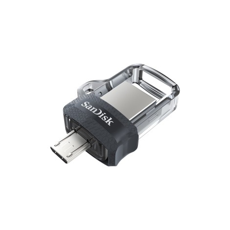 SanDisk Ultra Dual m3.0 USB flash drive 256 GB USB Type-A / Micro-USB 3.2 Gen 1 (3.1 Gen 1) Black, Silver, Transparent