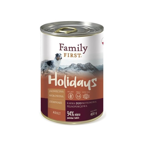 FAMILY FIRST Holidays Adult Lamb, Beef, Potato - Wet dog food 400g