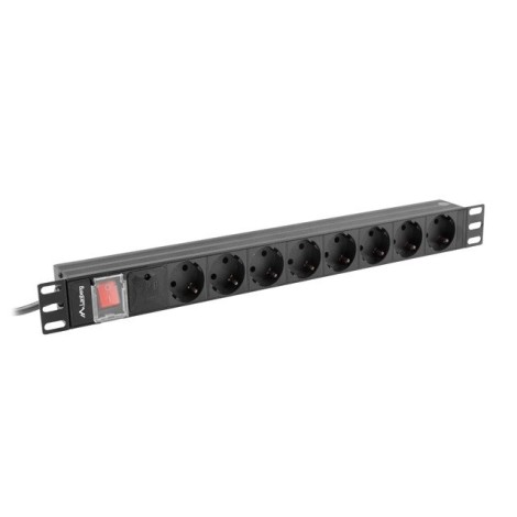 LANBERG POWER STRIP PDU RACK 19" (1U, 16A, 8X Shuko, 2m)