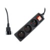 EnerGenie EG-PSU3F-01 UPS power strip, 3 FR sockets, 10 A, C14 plug, 0.6 m cable, black | EnerGenie