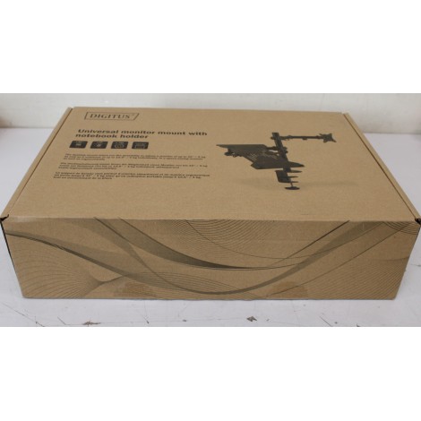 SALE OUT. DIGITUS Universal Monitor Mount with Notebook Holder | Digitus Desk Mount | DA-90436 | Tilt, swivel, height adjustment, rotate | Maximum weight (capacity) 9 kg | UNPACKED, SCRATCHED ON TUBE | Black