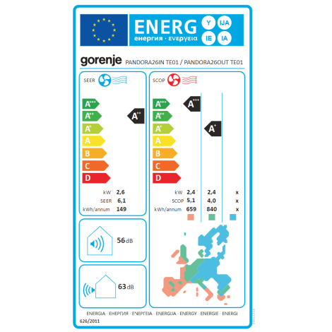 Gorenje | Air Conditioner, Indoor unit | 20011518 PANDORA26 TE01