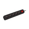 Lanberg Cable Power Strip 3M 5X French Outlets with Switch, Quality-Grade Copper | PS1-05E-0300-BK