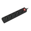 Lanberg Cable Power Strip 3M 5X French Outlets with Switch, Quality-Grade Copper | PS1-05E-0300-BK