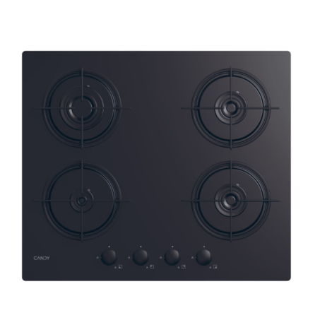 Candy Hob | CVW6BB | Gas on glass | Number of burners/cooking zones 4 | Knobs | Black