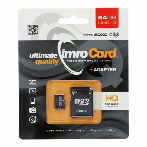 IMRO MICROSD10/64G UHS-3 ADP memory card 64 GB MicroSDHC UHS-III Class 10