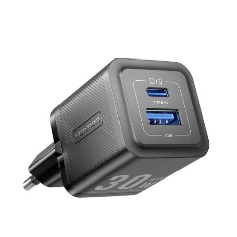 MOBILE CHARGER WALL 30W USB-C/2P BLACK FEQB0-EU VENTION