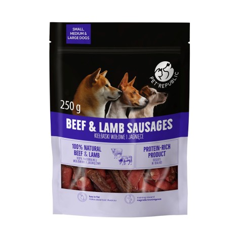 PETREPUBLIC Beef and lamb sausages - dog treat - 250g