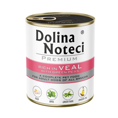 DOLINA NOTECI Premium rich in veal with green peas – wet dog food – 800g