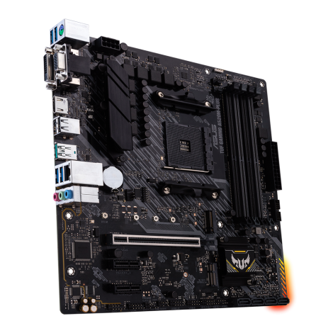 Asus | TUF GAMING A520M-PLUS | Processor family  AMD | Processor socket AM4 | DDR4 | Memory slots 4 | Supported hard disk drive interfaces SATA, M.2 | Number of SATA connectors 4 | Chipset  AMD A520 | Micro ATX