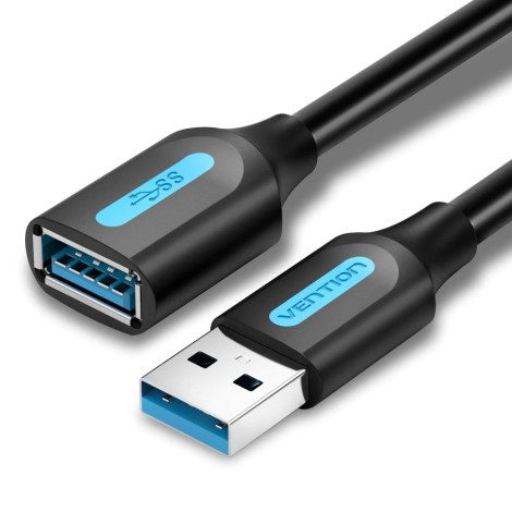 CABLE USB3.0 MALE TO FEMALE/1M BLACK CBHBF VENTION