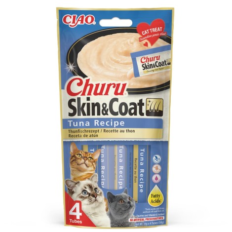 INABA Churu Skin&Coat Tuna recipe - cat treats - 4x14 g