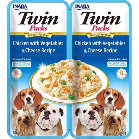 INABA Dog Twin Chicken with Vegetables and Cheese in Broth – dog treat – 2x40g