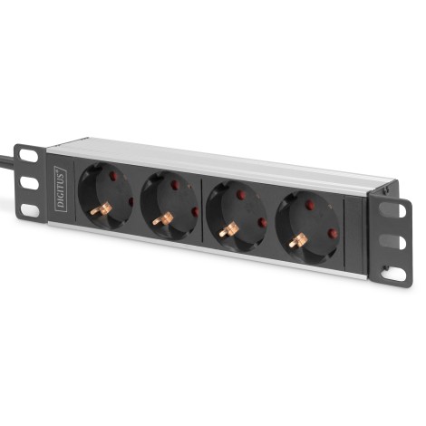 Digitus | 10” Socket Strip with Aluminum Profile, 4-way safety sockets | DN-95418