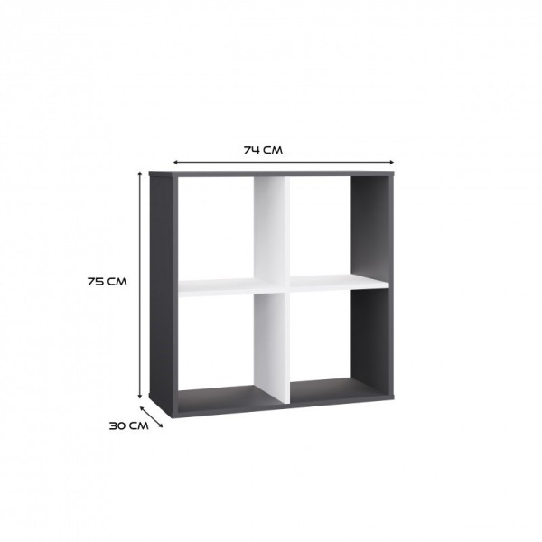 MALAX 2X2 SHELVING UNIT, ANTHRACITE/WHITE