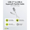 Goobay USB-C to USB-A Supersoft Textile Cable with Metal Plugs, 1 m, white