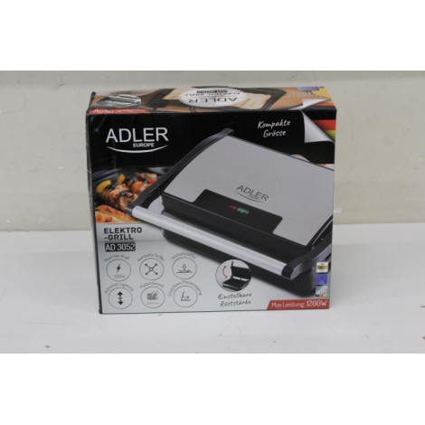 SALE OUT. Adler AD 3052 Electric grill, Non-stick grill plates | Adler Electric Grill | AD 3052 | Table | 1200 W | Stainless steel | DAMAGED PACKAGING