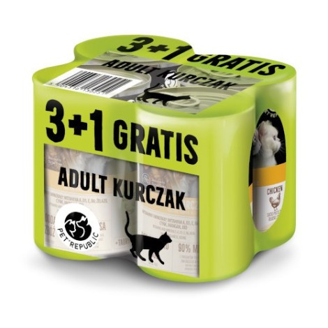 PETREPUBLIC Adult Chicken - wet cat food - 3 + 1 gratis! 4 x 400g