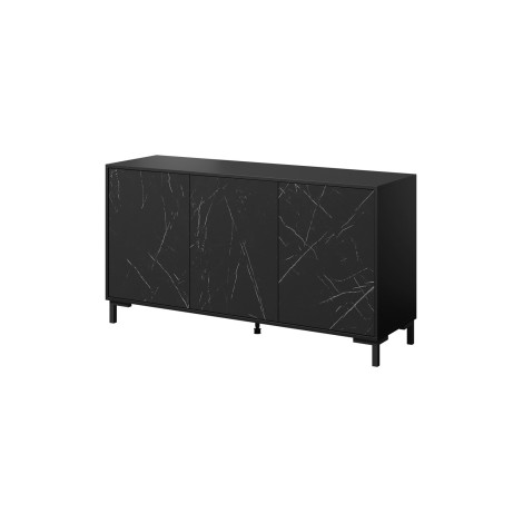 MARMO 3D chest of drawers 150x45x80.5 cm matte black/marble black