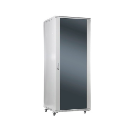 SOMI Networks | 32U, 19″ Freestanding Cabinet | 32U-60/80NAC | Gray | Max Load 800kg; Removable and Lockable Side Panels; Glass Doors; Unassembled | Depth: 80 cm