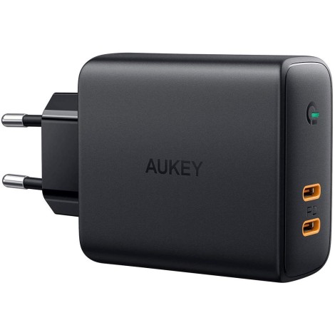 AUKEY PA-D5 GaN mobile device charger Black 2xUSB C Power Delivery 3.0 63W 6A Dynamic Detect