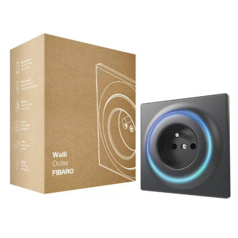 FIBARO Walli Outlet type F, Black Z-Wave EU | Fibaro