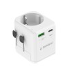 Gembird TPA-EU1A1C20-01-W Grounded universal travel power adapter, 20 W, white | Gembird
