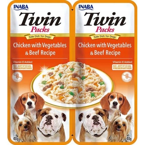 INABA Dog Twin Chicken with Vegetables and Beef in Broth – dog treat – 2x40g