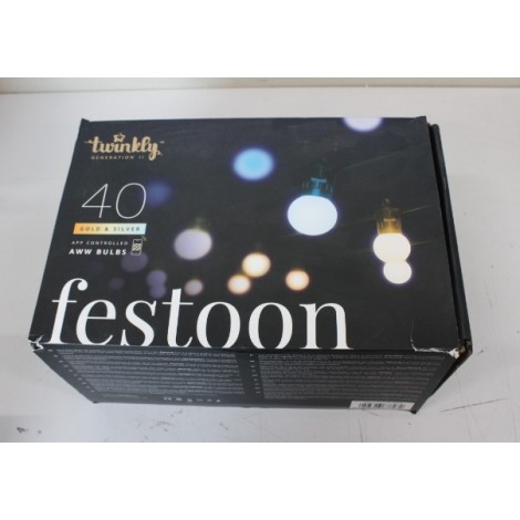 SALE OUT. Twinkly Festoon Smart LED Lights 40 AWW (Gold+Silver) G45 bulbs, 20m|Twinkly REFURBISHED, NO MANUAL, DIRTY, 3 MONTHS WARRANTY
