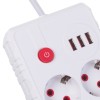 Maclean power strip, extension cord 2 sockets + 3xUSB, 110-240V AC 50/60Hz, 2.1A max 2500W, 1.5m, white, MCE387 W