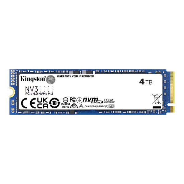 SSD|KINGSTON|NV3|4TB|M.2|PCIE|3D NAND|Write speed 5000 MBytes/sec|Read speed ...