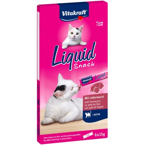 VITAKRAFT Liquid Snack Liver with biotin - a treat for cats - 6x15g