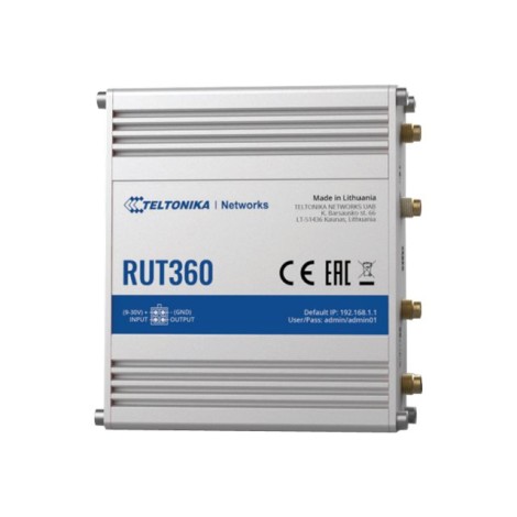 Teltonika Industrial Cellular Router RUT360 LTE CAT6 	1 x LAN ports, 10/100 Mbps, compliance with IEEE 802.3, IEEE 802.3u standards, supports auto MDI/MDIX crossover Mbit/s Ethernet LAN (RJ-45) ports 2 x RJ45 ports, 10/100 Mbps Mesh Support No MU-MiMO Yes