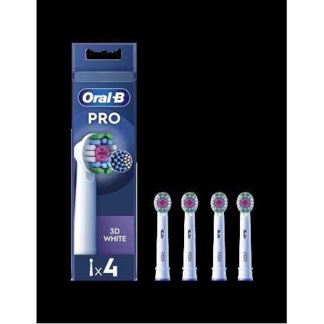 Oral-B | Replaceable toothbrush heads | EB18-4 3D White Pro | Heads | For adults | Number of brush heads included 4 | White