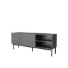 ABETO RTV cabinet on black steel frame 150x42x60 cm graphite/glossy graphite