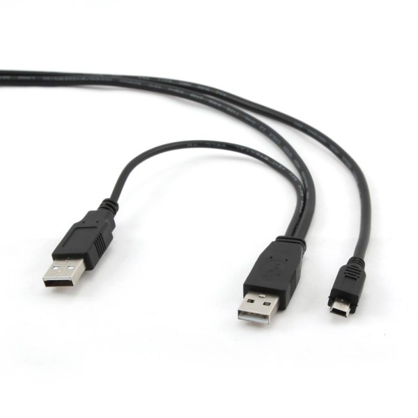 CABLE USB2 DUAL AM-MINI 0.9M/BLACK CCP-USB22-AM5P-3 ...