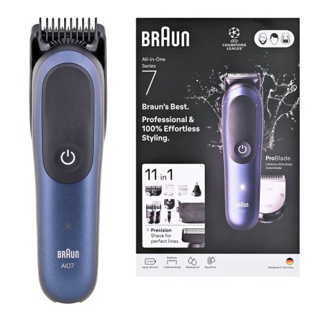 Braun 11in1 Grooming Kit | All-in-One Series 7 AIO7540 | Cordless | Number of length steps 14 | Black/Blue