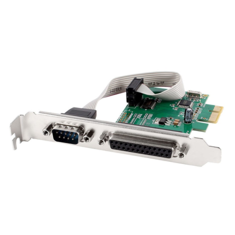 Gembird PEX-COMLPT-01 COM serial port + LPT port PCI-Express add-on card, with extra low-profile bracket